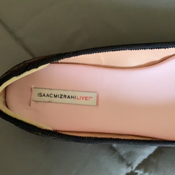 Isaac Mizrahi Live flats sz 8 m black lace patterned black bow - Picture 5 of 10